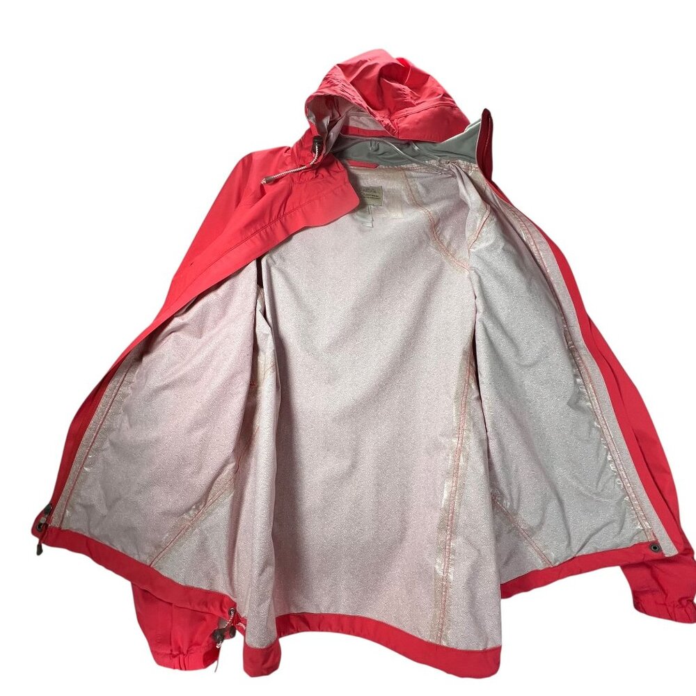Cabelas Salmon Pink Rain Jacket Removable Hood Zippered Pockets Pits M Adjust - Picture 2 of 16